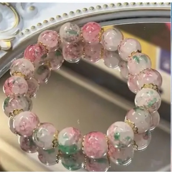 Beautiful Jewelry Jewelry - NWT! Fashion Cherry Blossom Glass Bracelet, Gradient Color Hand string set.